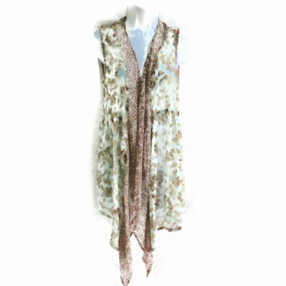 Band of Gypsies Tops - Band Of Gypsies Flyaway Open Front Floral Lite M L